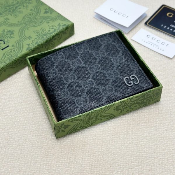 GUCCI INTERIOR BI FOLD WALLET BLACK AND GREY 11CM