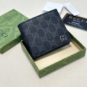 GUCCI INTERIOR BI FOLD WALLET BLACK AND GREY 11CM