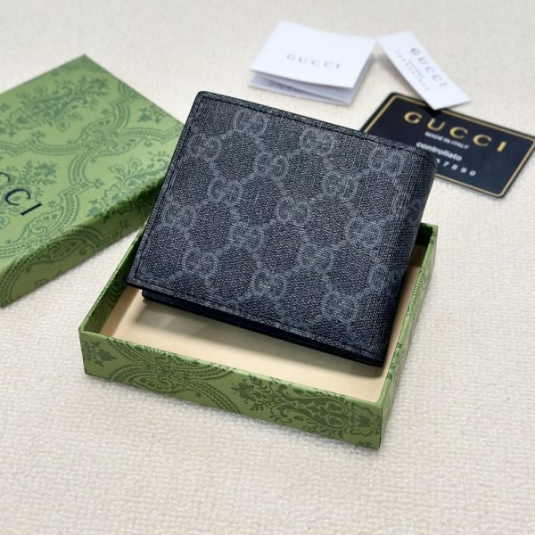 GUCCI INTERIOR BI FOLD WALLET BLACK AND GREY 11CM