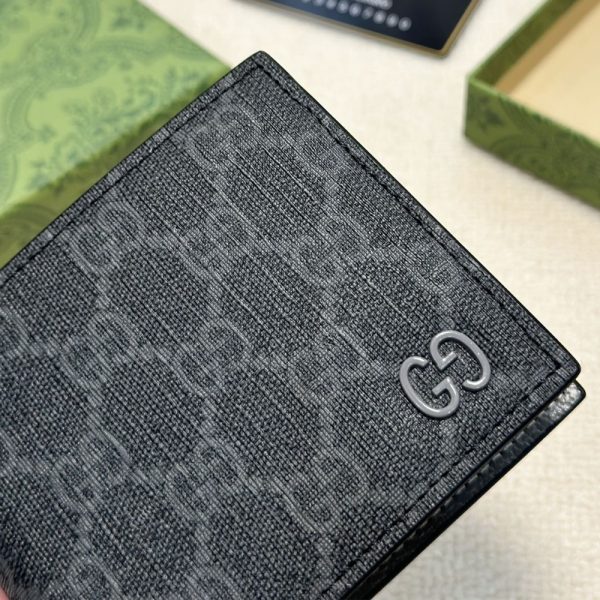 GUCCI INTERIOR BI FOLD WALLET BLACK AND GREY 11CM