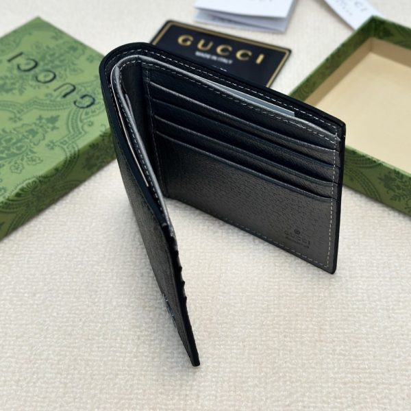 GUCCI INTERIOR BI FOLD WALLET BLACK AND GREY 11CM