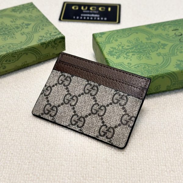 GUCCI OPHIDIA CARD CASE DARK BROWN 9CM