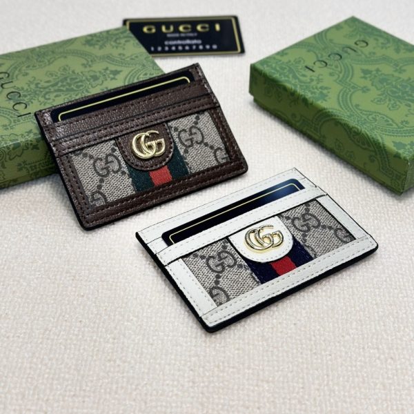 GUCCI OPHIDIA CARD CASE WHITE 9CM