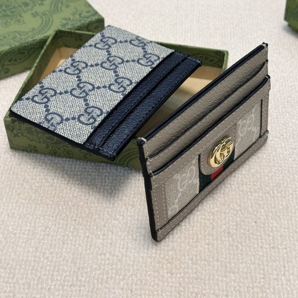 GUCCI OPHIDIA CARD CASE DARK BLUE 9CM