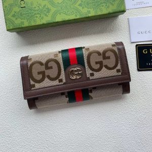 GUCCI OPHIDIA JUMBO GG LONG WALLET BEIGE 19CM