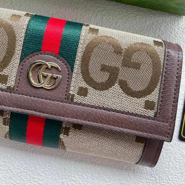 GUCCI OPHIDIA JUMBO GG LONG WALLET BEIGE 19CM