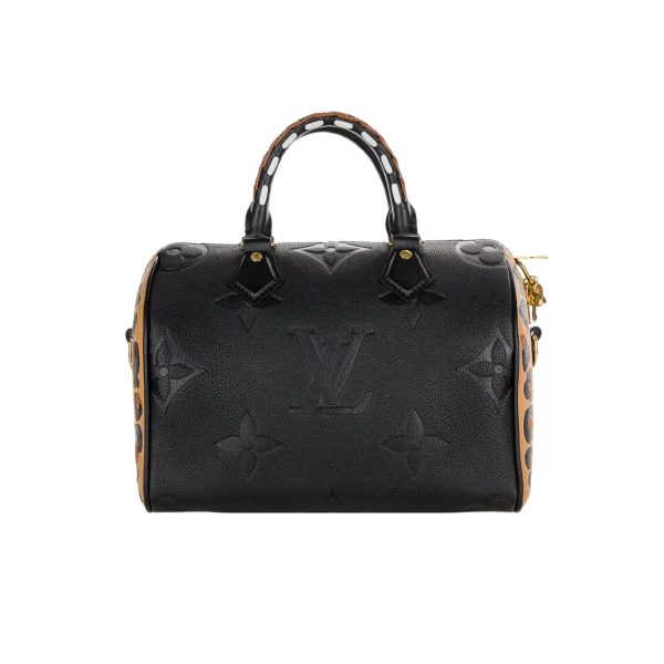 LOUIS VUITTON SPEEDY BANDOULIERE BAG WILD AT HEART MONOGRAM EMPREINTE GIANT BLACK 26CM