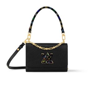 LOUIS VUITTON X TAKASHI MURAKAMI LV TWIST MM SLIM BAG BLACK 23CM M13243