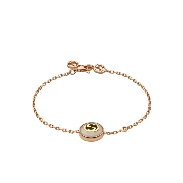 GUCCI INTERLOCKING GG BRACELET GOLD TONE 786749 J85I0 8070