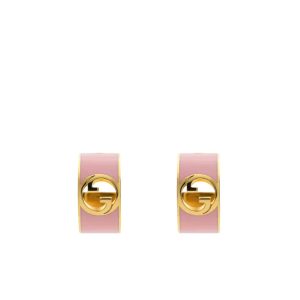 GUCCI BLONDIE ENAMEL HOOP EARRINGS PINK 796764 J1630 8075