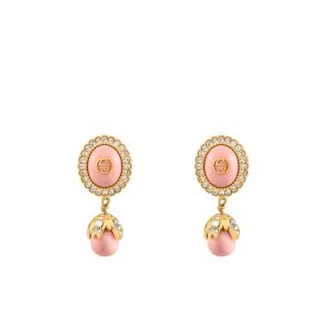 GUCCI INTERLOCKING GG PEARL EARRINGS PINK