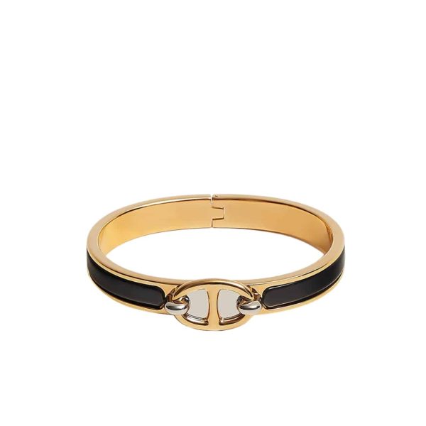 HERMES MINI CLIC CHAINE D’ANCRE BRACELET GOLD TONE WITH BLACK H209000FV01PM