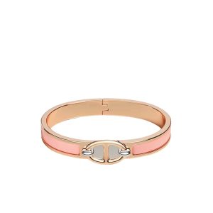 HERMES MINI CLIC ANCHOR CHAIN BRACELET ROSE GOLD TONE WITH LIGHT PINK H209000FO1ZPM