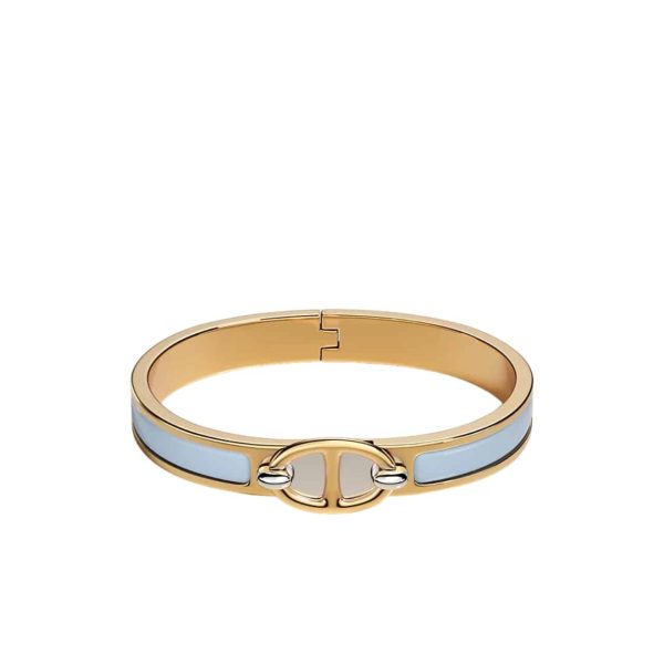 HERMES MINI CLIC CHAINE D’ANCRE BRACELET GOLD TONE WITH LIGHT BLUE H209000FV4HGM