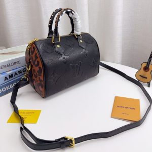 LOUIS VUITTON SPEEDY BANDOULIERE BAG WILD AT HEART MONOGRAM EMPREINTE GIANT BLACK 26CM