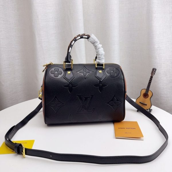 LOUIS VUITTON SPEEDY BANDOULIERE BAG WILD AT HEART MONOGRAM EMPREINTE GIANT BLACK 26CM