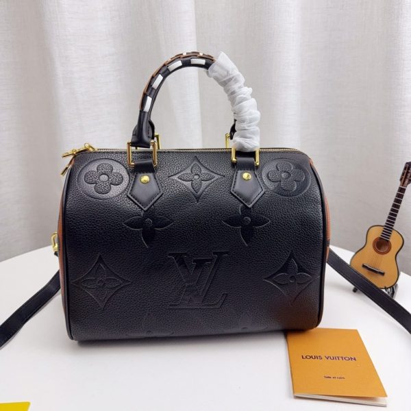 LOUIS VUITTON SPEEDY BANDOULIERE BAG WILD AT HEART MONOGRAM EMPREINTE GIANT BLACK 26CM