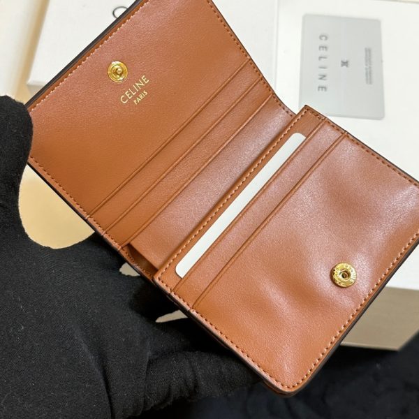 CELINE SMALL TRIOMPHE CANVAS TAN WALLET BROWN 11CM