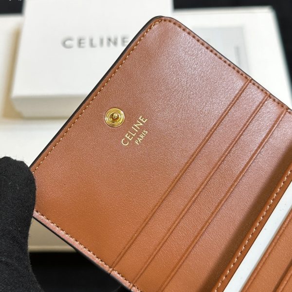 CELINE SMALL TRIOMPHE CANVAS TAN WALLET BROWN 11CM