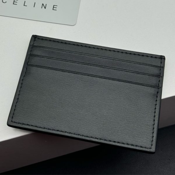 CELINE WALLET TRIOMPHE LEATHER CARD HOLDER BLACK 10.5CM