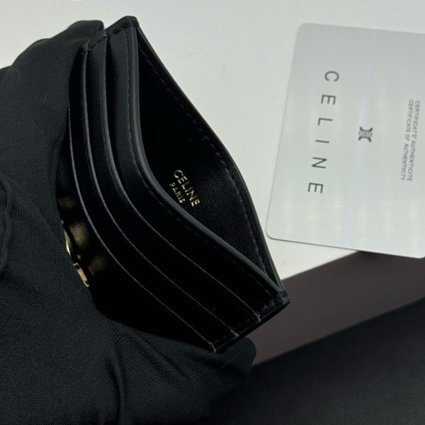 CELINE WALLET TRIOMPHE LEATHER CARD HOLDER BLACK 10.5CM