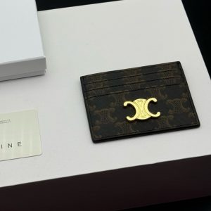 CELINE WALLET TRIOMPHE LEATHER CARD HOLDER BROWN 10.5CM