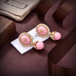 GUCCI INTERLOCKING GG PEARL EARRINGS PINK