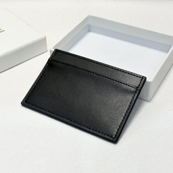 CELINE CARD HOLDER IN SMOOTH LAMBSKIN TAN BLACK 9CM