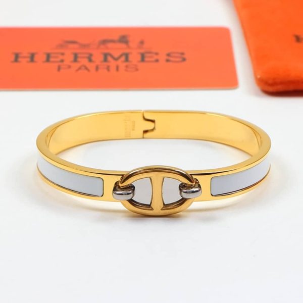 HERMES MINI CLIC CHAINE D’ANCRE BRACELET GOLD TONE WITH LIGHT BLUE H209000FV4HGM