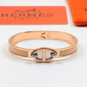 HERMES MINI CLIC ANCHOR CHAIN BRACELET ROSE GOLD TONE WITH GREY H209000FO19PM