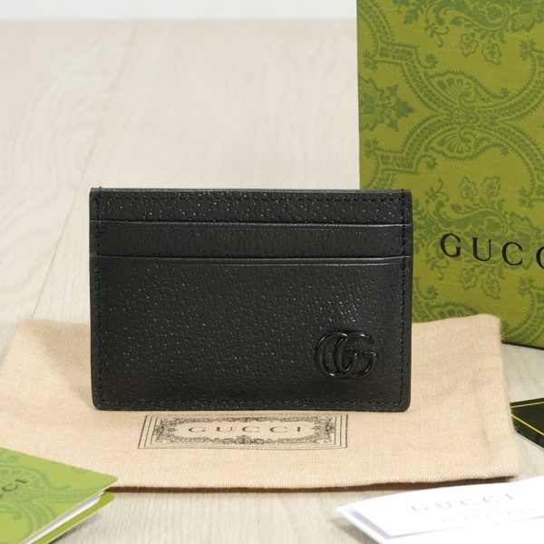 GUCCI GG MARMONT CARD CASE BLACK LEATHER 10CM ‎657588 1T56F 1000