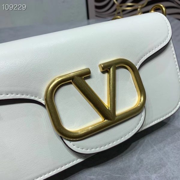 VALENTINO LO? SMALL SHOULDER BAG IN CALFSKIN WHITE