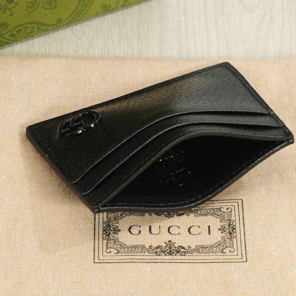 GUCCI GG MARMONT CARD CASE BLACK LEATHER 10CM ‎657588 1T56F 1000