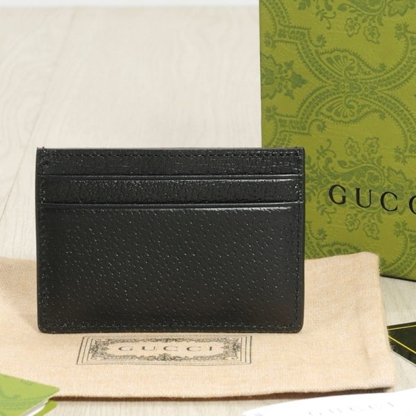 GUCCI GG MARMONT CARD CASE BLACK LEATHER 10CM ‎657588 1T56F 1000