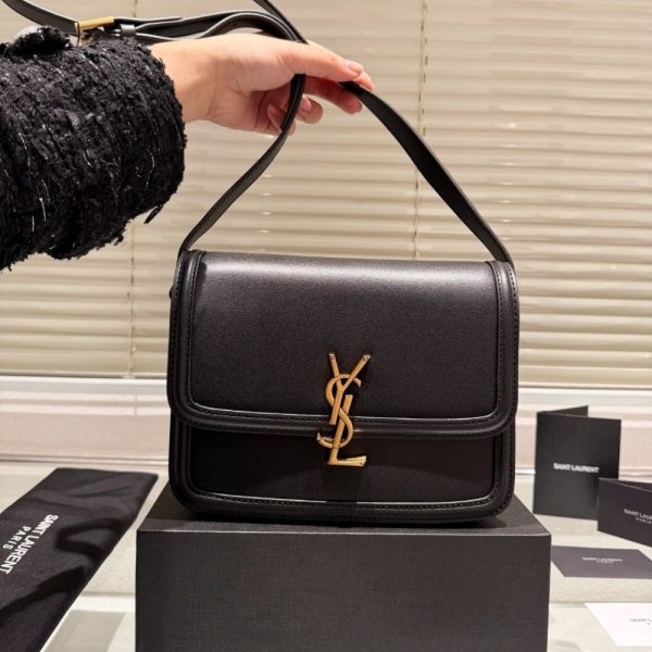 SAINT LAURENT SOLFERINO MEDIUM SATCHEL IN BOX LEATHER LINING BLACK 23CM 6343050SX0W1000