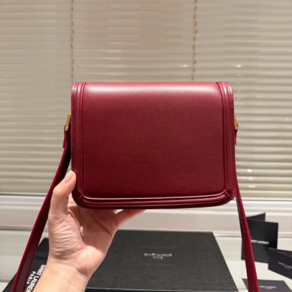 SAINT LAURENT SOLFERINO MEDIUM SATCHEL IN BOX LEATHER LINING RED 23CM