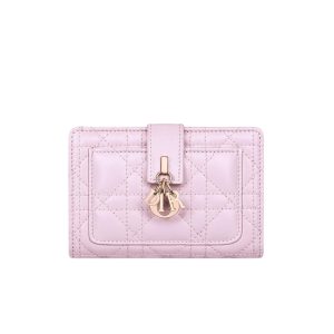 DIOR MY DIOR DITTANY CANNAGE LAMBSKIN WALLET LIGHT PURPLE 13.5CM