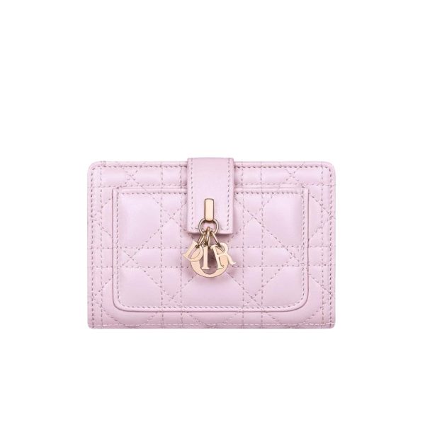 DIOR MY DIOR DITTANY CANNAGE LAMBSKIN WALLET LIGHT PURPLE 13.5CM