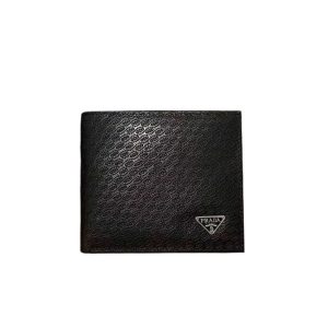 PRADA WALLET WITH TRIANGLE LOGO BLACK 12CM