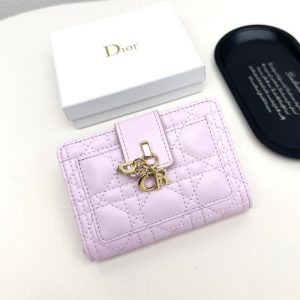 DIOR MY DIOR DITTANY CANNAGE LAMBSKIN WALLET LIGHT PURPLE 13.5CM