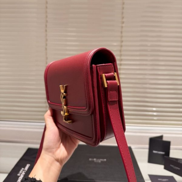 SAINT LAURENT SOLFERINO MEDIUM SATCHEL IN BOX LEATHER LINING RED 23CM