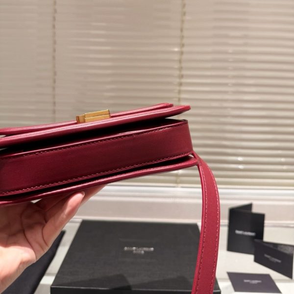 SAINT LAURENT SOLFERINO MEDIUM SATCHEL IN BOX LEATHER LINING RED 23CM