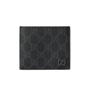 GUCCI INTERIOR BI FOLD WALLET BLACK AND GREY 11CM