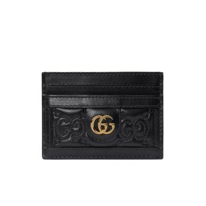 GUCCI GG MATELASSÉ CARD CASE BLACK 10CM 723790 UM8IG 1000