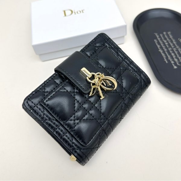 DIOR MY DIOR DITTANY CANNAGE LAMBSKIN WALLET BLACK 13.5CM