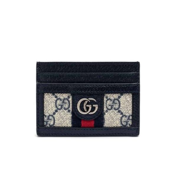 GUCCI OPHIDIA CARD CASE DARK BLUE 9CM