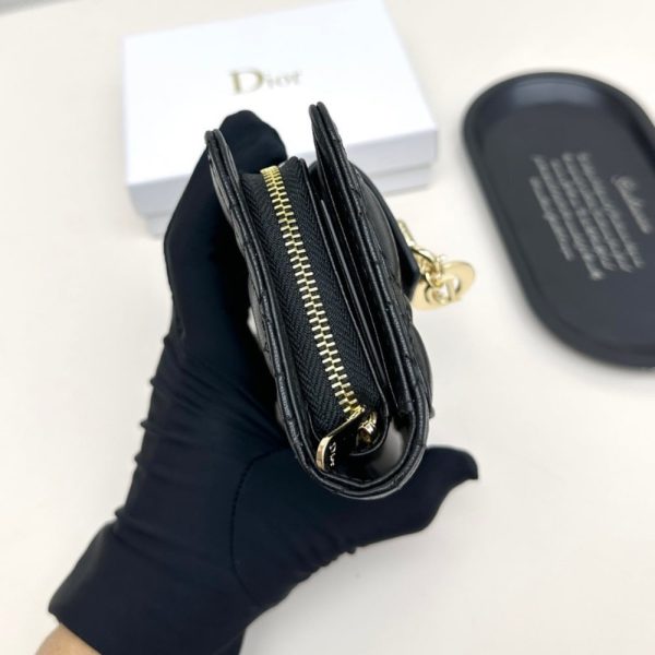 DIOR MY DIOR DITTANY CANNAGE LAMBSKIN WALLET BLACK 13.5CM