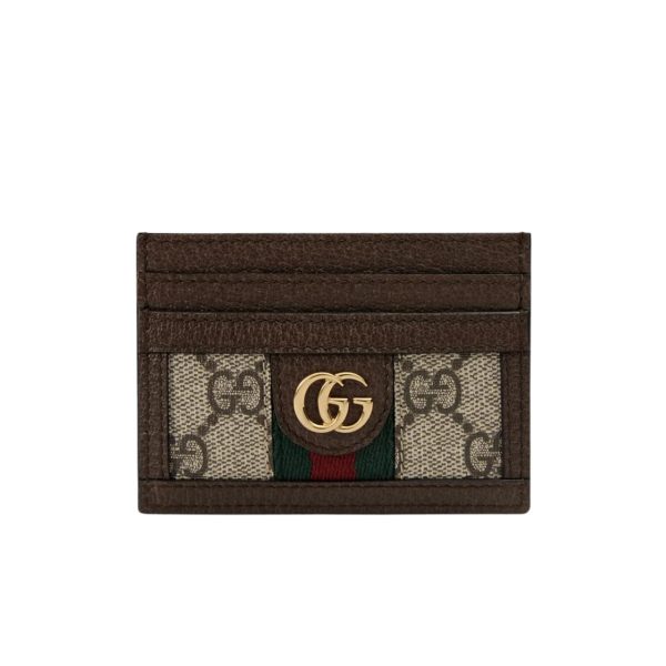 GUCCI OPHIDIA CARD CASE DARK BROWN 9CM