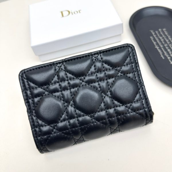 DIOR MY DIOR DITTANY CANNAGE LAMBSKIN WALLET BLACK 13.5CM