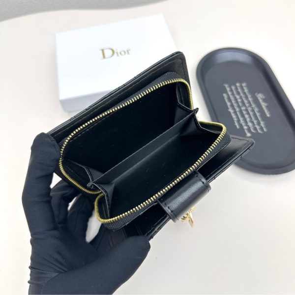 DIOR MY DIOR DITTANY CANNAGE LAMBSKIN WALLET BLACK 13.5CM